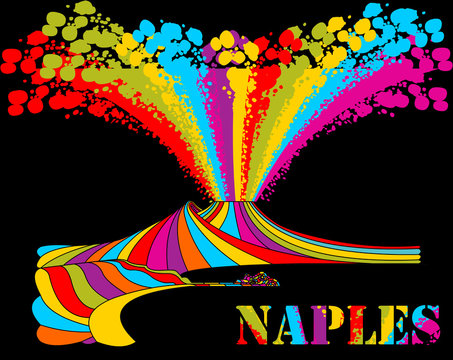Naples with mount vesuvius in rainbow