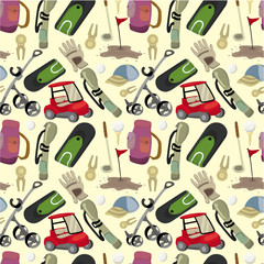 seamless cartoon golf game pattern