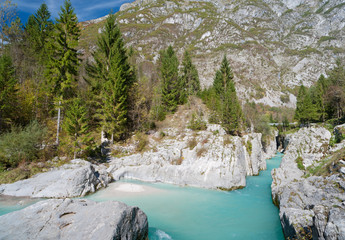 Beautiful turquoise mountain river Soca (Isonzo), Slovenia - 31965857