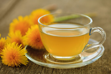 Green tea in glass cup