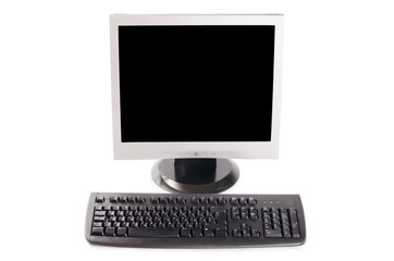 The monitor and the computer keyboard