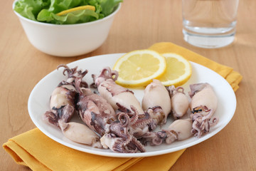boiled octopus with lemon