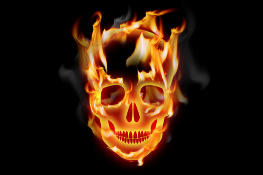 fiery skull