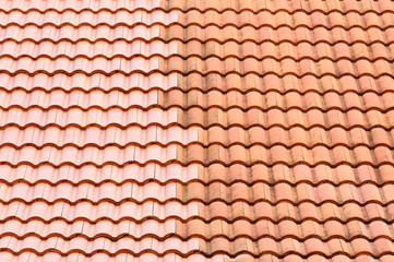 Pattern of  red roof tiles