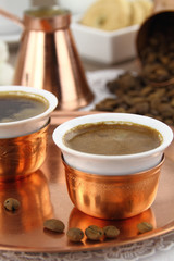 Table set with Greek or Turkish coffee