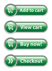 ADD TO CART - VIEW CART - BUY NOW - CHECKOUT Green Web Buttons
