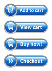 ADD TO CART - VIEW CART - BUY NOW - CHECKOUT Blue Web Buttons
