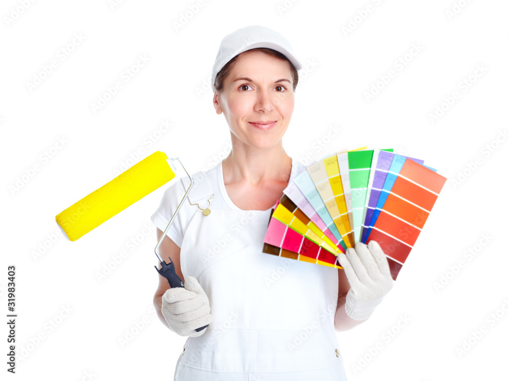 Sticker painter woman