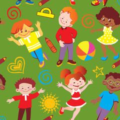 Seamless  children pattern. Vector art-illustration.