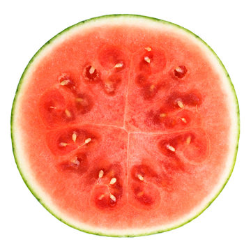 slice of watermelon over white background with clipping path