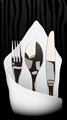 Fork, knife, spoon, serviette