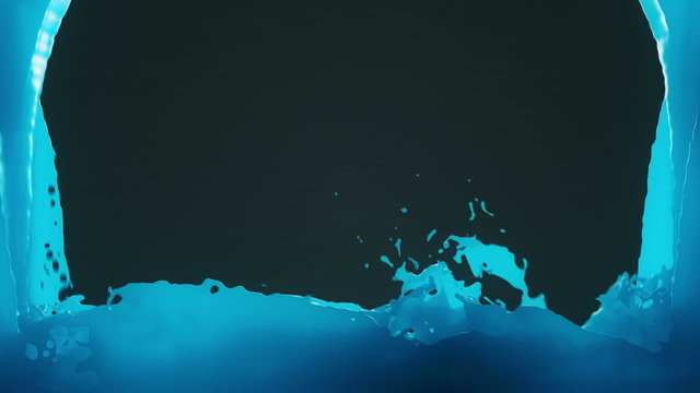 Blue Liquid Splashing And Filling Screen + Alpha