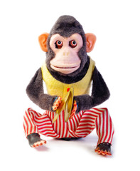 Vintage antique monkey isolated on white background