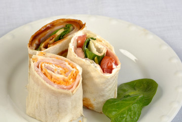 Fresh veggie wraps on a plate