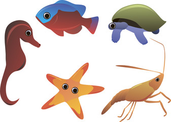 sea animals in vector