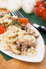 Champignon mushroom with funghetti pasta