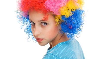 Beautiful young girl with party wig