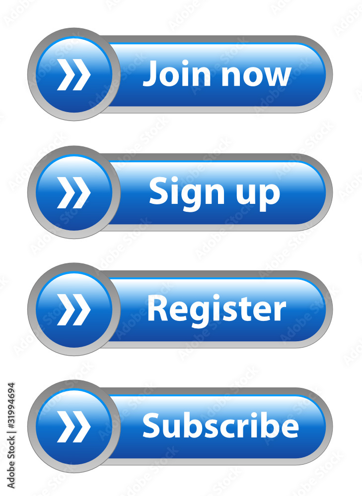 Poster join now | sign up | register | subscribe blue web buttons set