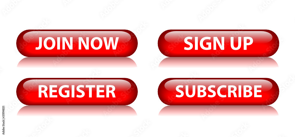 Aufkleber join now - sign up - register - subscribe red web buttons set