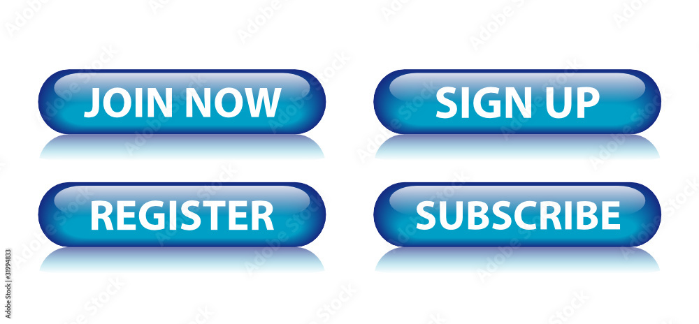 Poster join now - sign up - register - subscribe blue web buttons set