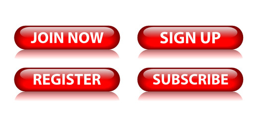 JOIN NOW - SIGN UP - REGISTER - SUBSCRIBE Red Web Buttons Set