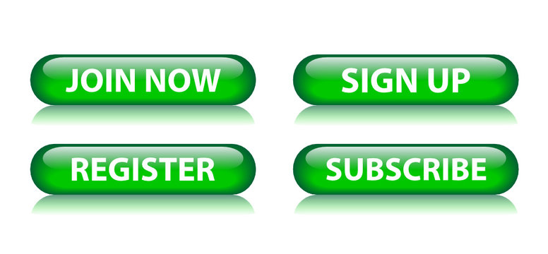 JOIN NOW - SIGN UP - REGISTER - SUBSCRIBE Green Web Buttons Set