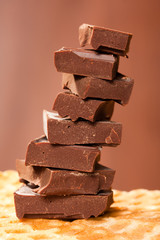 close up of chocolate pieces