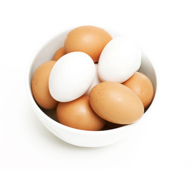bowl with white and yellow eggs