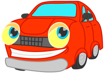 Fototapeta na wymiar Smiling red car isolated.clipping path included.