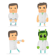 set of funny cartoon doctor