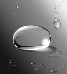 3D detailed illustration of a drops of water