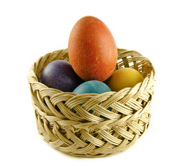Easter eggs in a wattled basket