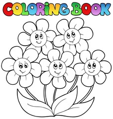 Livre de coloriage avec cinq fleurs