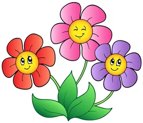 Poster de jardin Pour enfants Three cartoon flowers