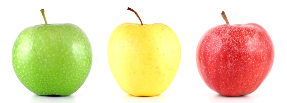 Assortiment de pommes (verte, jaune et rouge)