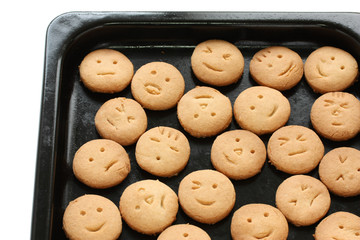 homemade face cookies on the baking tray