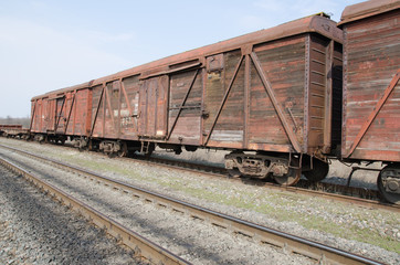Fototapeta na wymiar old rusty train wagons on railway