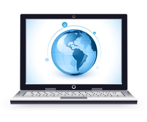 Laptop and globe