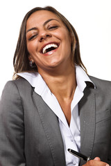 Obraz na płótnie Canvas Portrait of pretty young business woman smiling