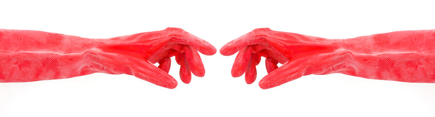 Industrial Plastic Gloves Reaching Out