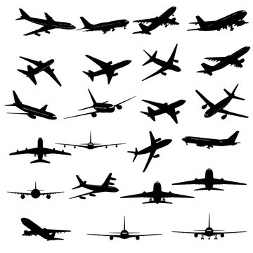 planes silhouette set