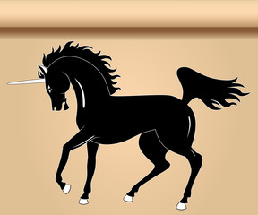 Black heraldic unicorn