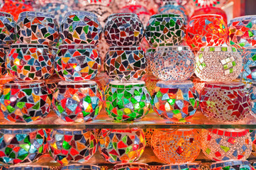 Fototapeta na wymiar Lamps for sale at the Spice Bazaar at Istanbul