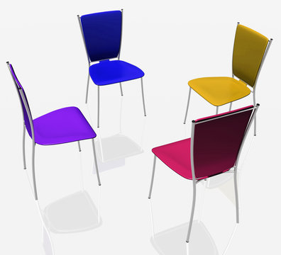 group of chairs stand in a circle