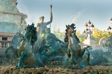 Deurstickers Girondins monument and fountain, Bordeaux, France © javarman