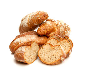 Isolated assorted breads