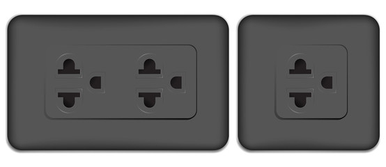 black electrical outlet isolated on white background