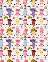 cartoon flower fairy seamless pattern