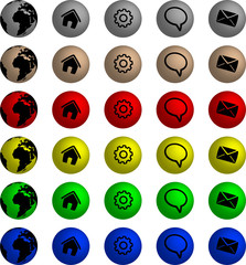 Vector set of various  web icons on colorful balls