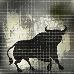 Grunge Bull Vector Background